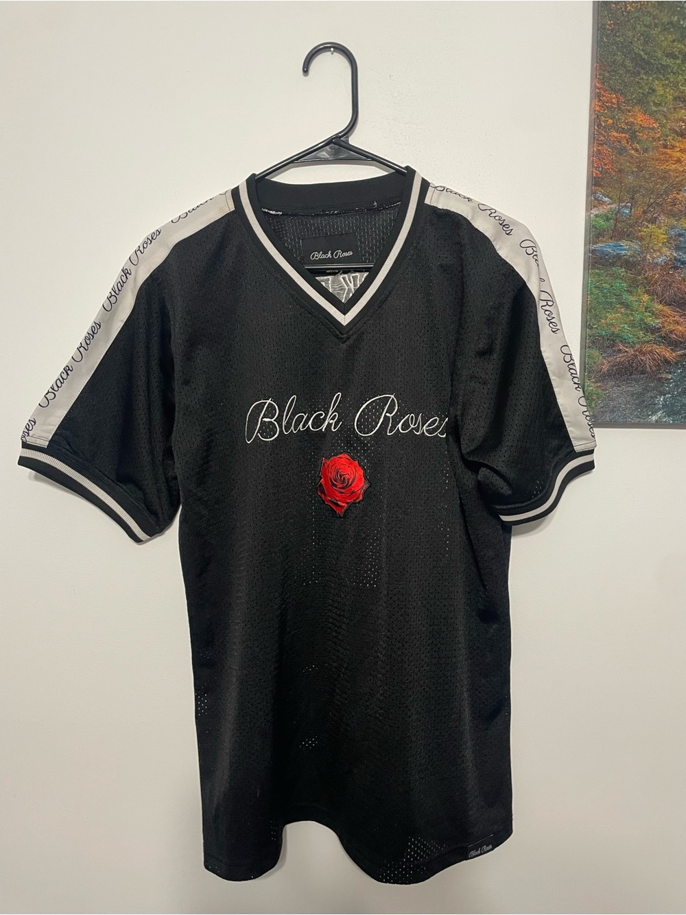 Women black roses Jersey size xl